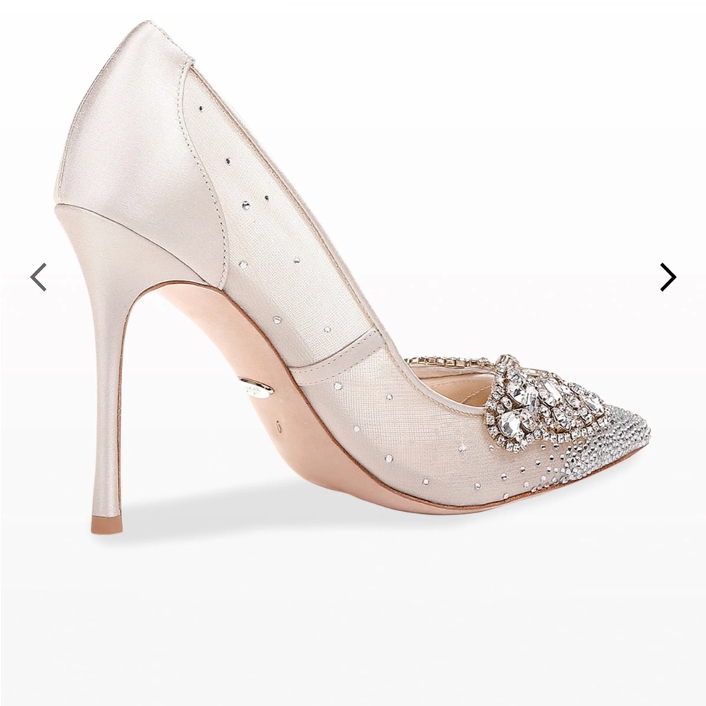 Badgley Mischka Quintana Mesh Embellished High-Heel Pumps in Champagne - Picture 5 of 16